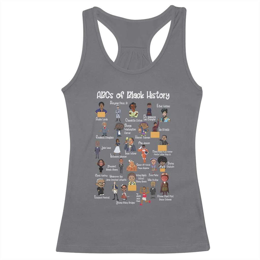 ABCs of Black History Pride Racerback Tank Top Juneteenth Black Freedom TS01 Charcoal Print Your Wear