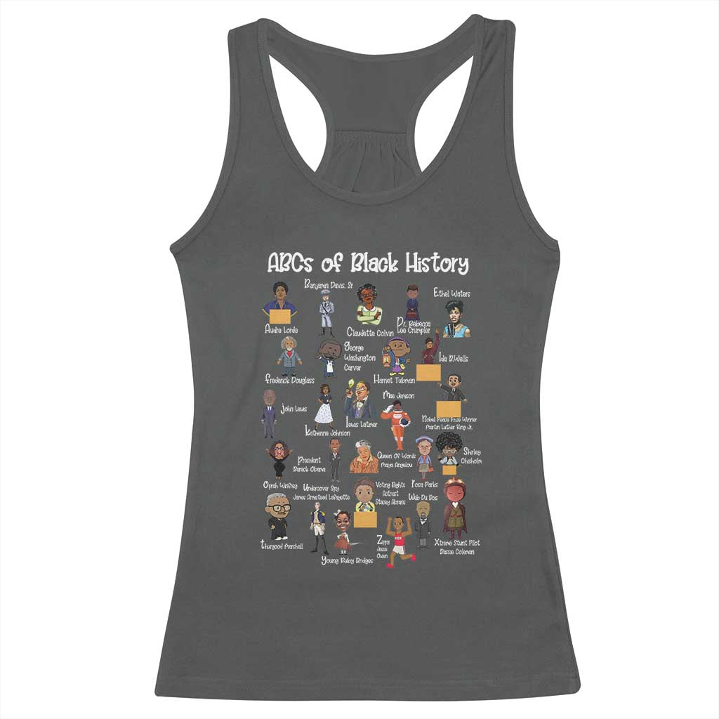 ABCs of Black History Pride Racerback Tank Top Juneteenth Black Freedom TS01 Dark Heather Print Your Wear