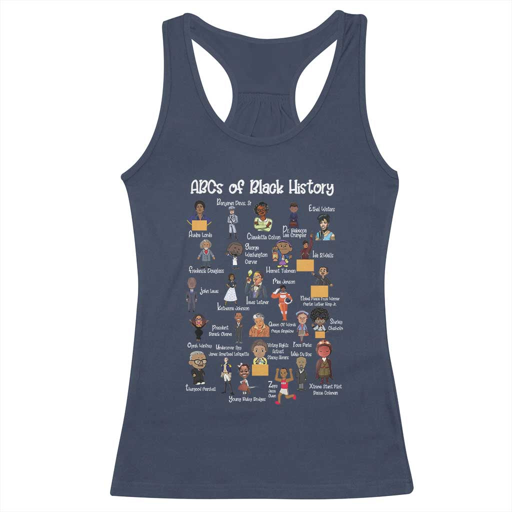 ABCs of Black History Pride Racerback Tank Top Juneteenth Black Freedom TS01 Navy Print Your Wear