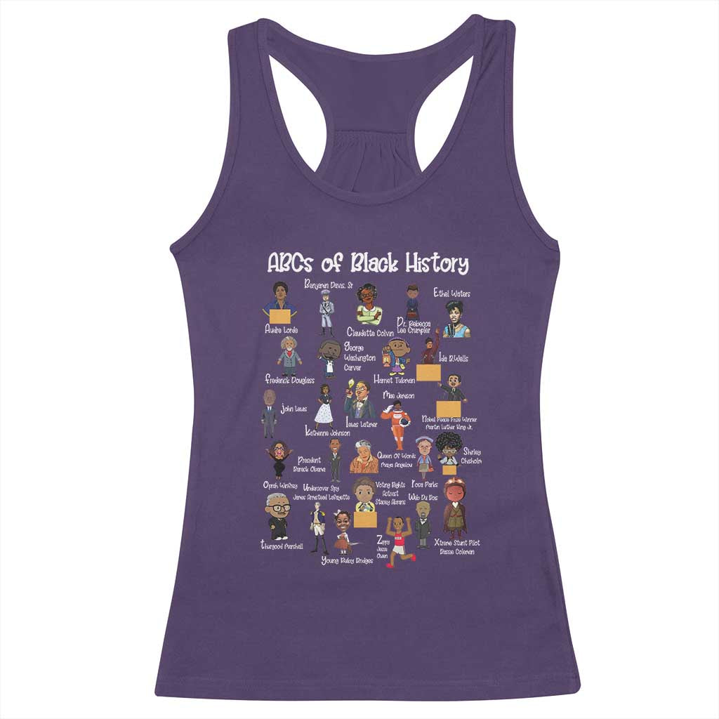 ABCs of Black History Pride Racerback Tank Top Juneteenth Black Freedom TS01 Purple Print Your Wear