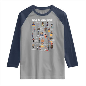 ABCs of Black History Pride Raglan Shirt Juneteenth Black Freedom TS01 Sport Gray Navy Print Your Wear