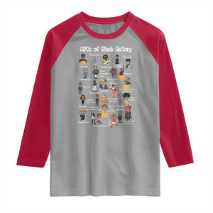 ABCs of Black History Pride Raglan Shirt Juneteenth Black Freedom TS01 Sport Gray Red Print Your Wear