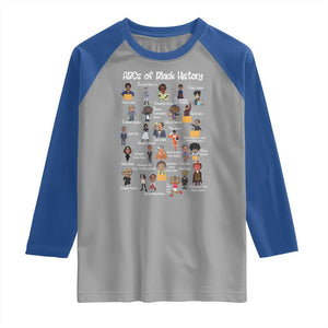 ABCs of Black History Pride Raglan Shirt Juneteenth Black Freedom TS01 Sport Gray Royal Print Your Wear