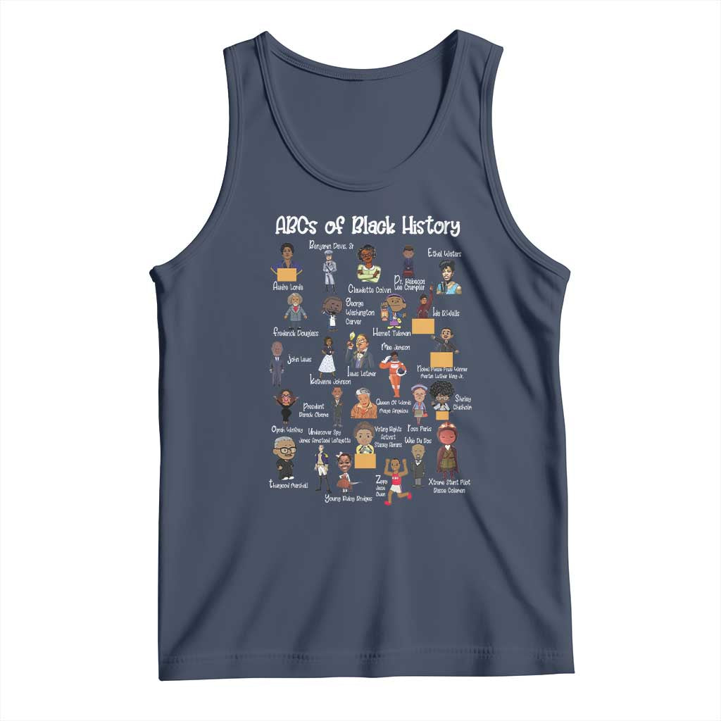 ABCs of Black History Pride Tank Top Juneteenth Black Freedom TS01 Navy Print Your Wear