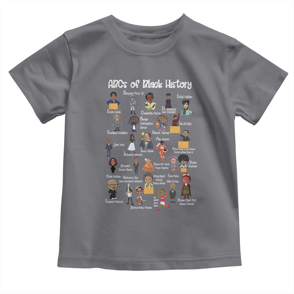 ABCs of Black History Pride Toddler T Shirt Juneteenth Black Freedom TS01 Charcoal Print Your Wear