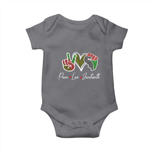Peace Love Juneteenth Baby Onesie Black Freedom TS01 Charcoal Print Your Wear
