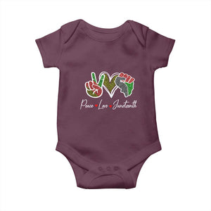 Peace Love Juneteenth Baby Onesie Black Freedom TS01 Maroon Print Your Wear