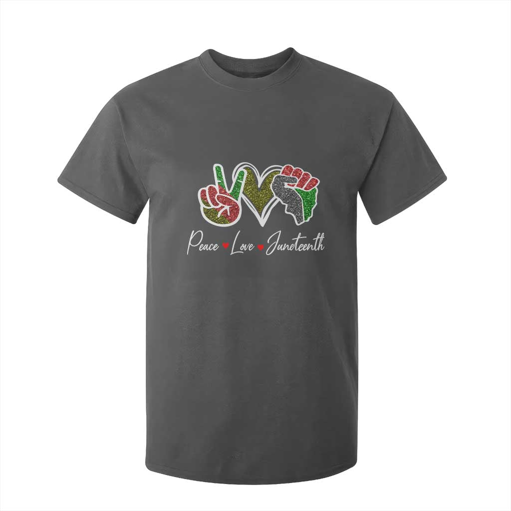 Peace Love Juneteenth T Shirt For Kid Black Freedom TS01 Dark Heather Print Your Wear