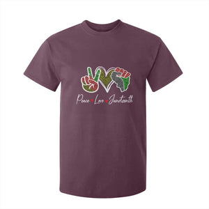 Peace Love Juneteenth T Shirt For Kid Black Freedom TS01 Maroon Print Your Wear