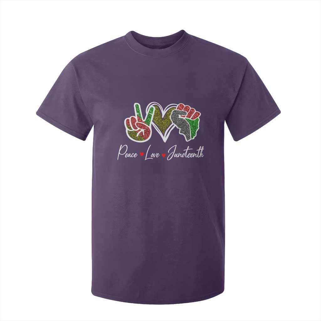 Peace Love Juneteenth T Shirt For Kid Black Freedom TS01 Purple Print Your Wear