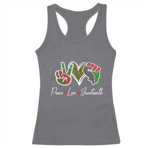 Peace Love Juneteenth Racerback Tank Top Black Freedom TS01 Charcoal Print Your Wear