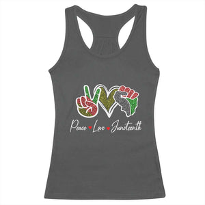 Peace Love Juneteenth Racerback Tank Top Black Freedom TS01 Dark Heather Print Your Wear