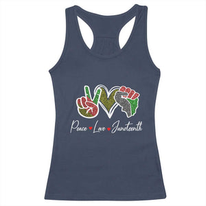 Peace Love Juneteenth Racerback Tank Top Black Freedom TS01 Navy Print Your Wear