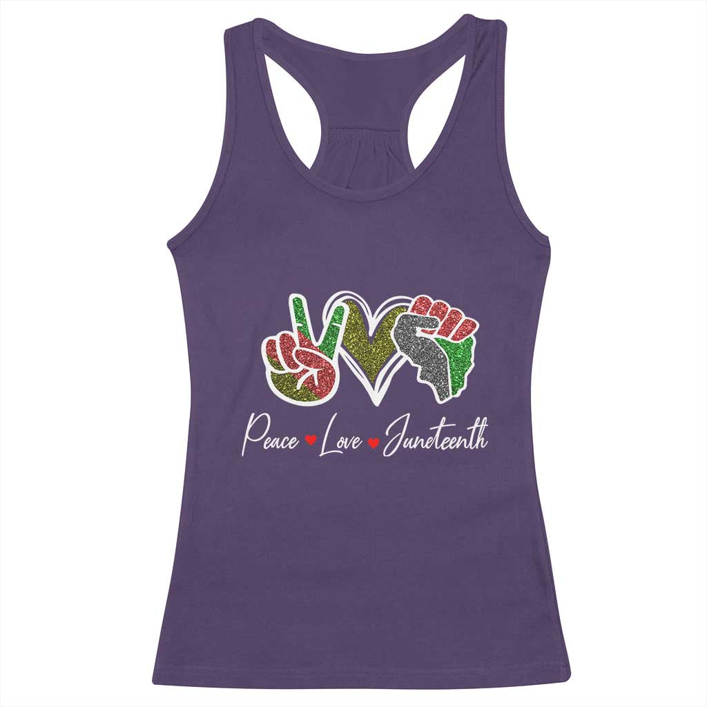 Peace Love Juneteenth Racerback Tank Top Black Freedom TS01 Purple Print Your Wear
