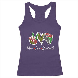 Peace Love Juneteenth Racerback Tank Top Black Freedom TS01 Purple Print Your Wear