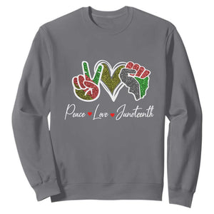 Peace Love Juneteenth Sweatshirt Black Pride Freedom TS01 Charcoal Printyourwear