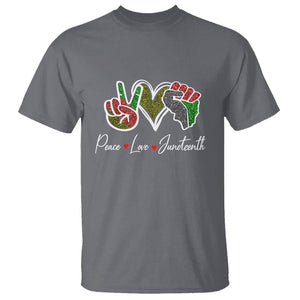 Peace Love Juneteenth T Shirt Black Pride Freedom TS01 Charcoal Printyourwear