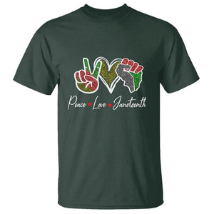 Peace Love Juneteenth T Shirt Black Pride Freedom TS01 Dark Forest Green Printyourwear