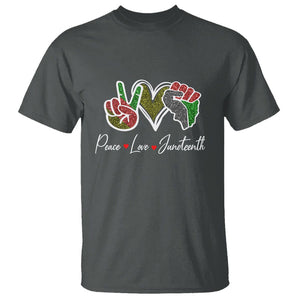 Peace Love Juneteenth T Shirt Black Pride Freedom TS01 Dark Heather Printyourwear