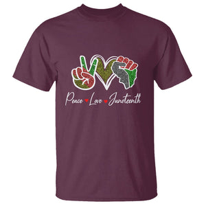 Peace Love Juneteenth T Shirt Black Pride Freedom TS01 Maroon Printyourwear