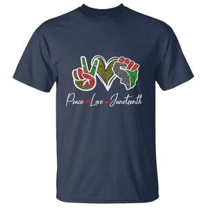 Peace Love Juneteenth T Shirt Black Pride Freedom TS01 Navy Printyourwear