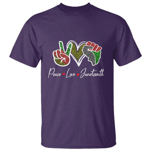 Peace Love Juneteenth T Shirt Black Pride Freedom TS01 Purple Printyourwear