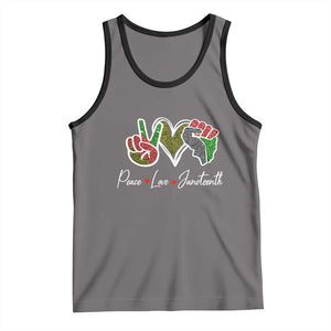 Peace Love Juneteenth Tank Top Black Freedom TS01 Deep Heather Black Print Your Wear