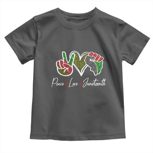 Peace Love Juneteenth Toddler T Shirt Black Freedom TS01 Dark Heather Print Your Wear