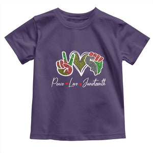 Peace Love Juneteenth Toddler T Shirt Black Freedom TS01 Purple Print Your Wear