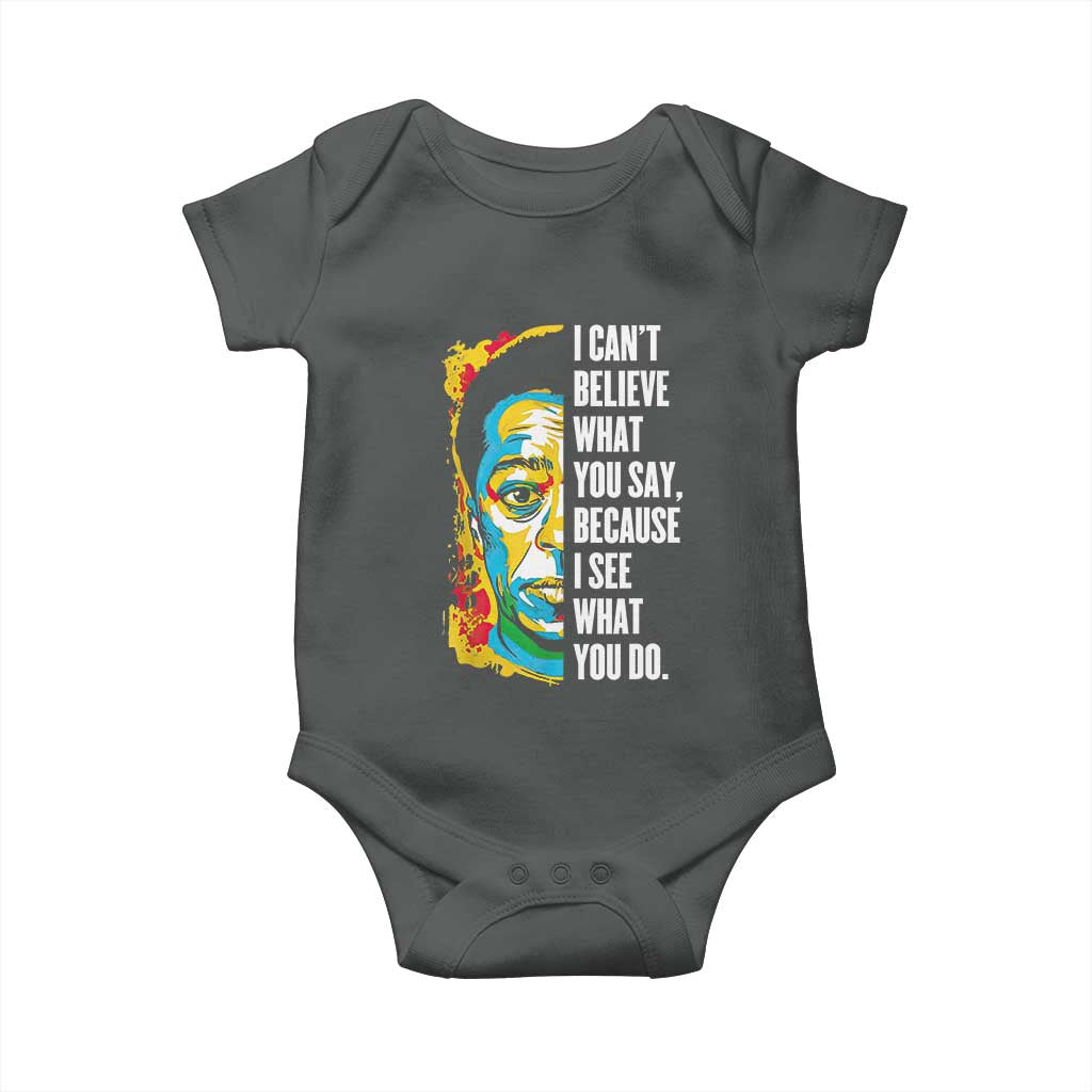 James Baldwin Graffiti Art Baby Onesie Juneteenth Black History Month TS01 Dark Heather Print Your Wear
