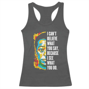 James Baldwin Graffiti Art Racerback Tank Top Juneteenth Black History Month TS01 Dark Heather Print Your Wear