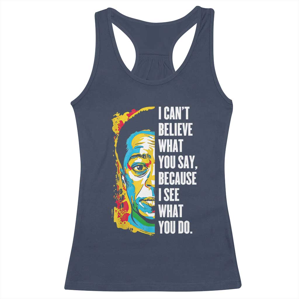 James Baldwin Graffiti Art Racerback Tank Top Juneteenth Black History Month TS01 Navy Print Your Wear