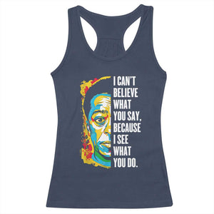 James Baldwin Graffiti Art Racerback Tank Top Juneteenth Black History Month TS01 Navy Print Your Wear