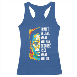 James Baldwin Graffiti Art Racerback Tank Top Juneteenth Black History Month TS01 Royal Blue Print Your Wear