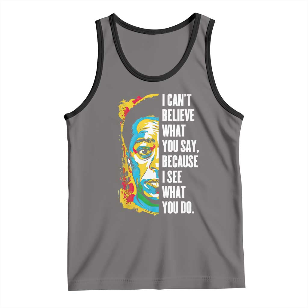 James Baldwin Graffiti Art Tank Top Juneteenth Black History Month TS01 Deep Heather Black Print Your Wear