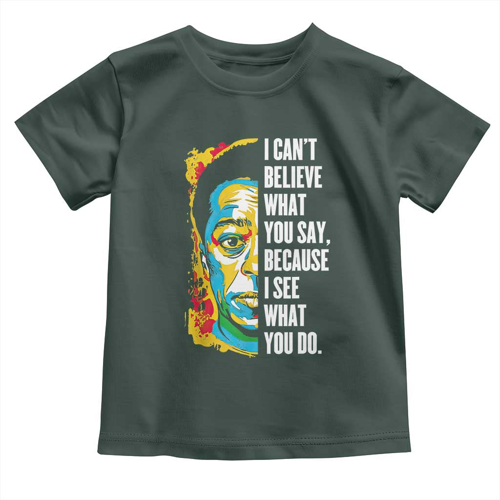 James Baldwin Graffiti Art Toddler T Shirt Juneteenth Black History Month TS01 Dark Forest Green Print Your Wear