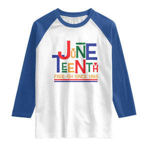 Free Ish Raglan Shirt Juneteenth Celebration Since 1865 Retro TS01 White Royal Print Your Wear