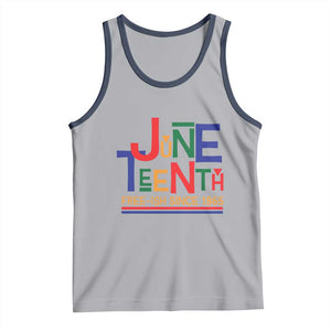 Free Ish Tank Top Juneteenth Celebration Since 1865 Retro TS01 Athletic Heather Navy Print Your Wear