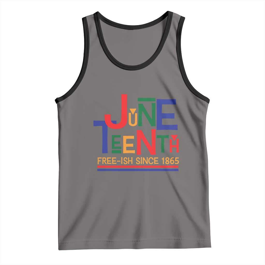 Free Ish Tank Top Juneteenth Celebration Since 1865 Retro TS01 Deep Heather Black Print Your Wear