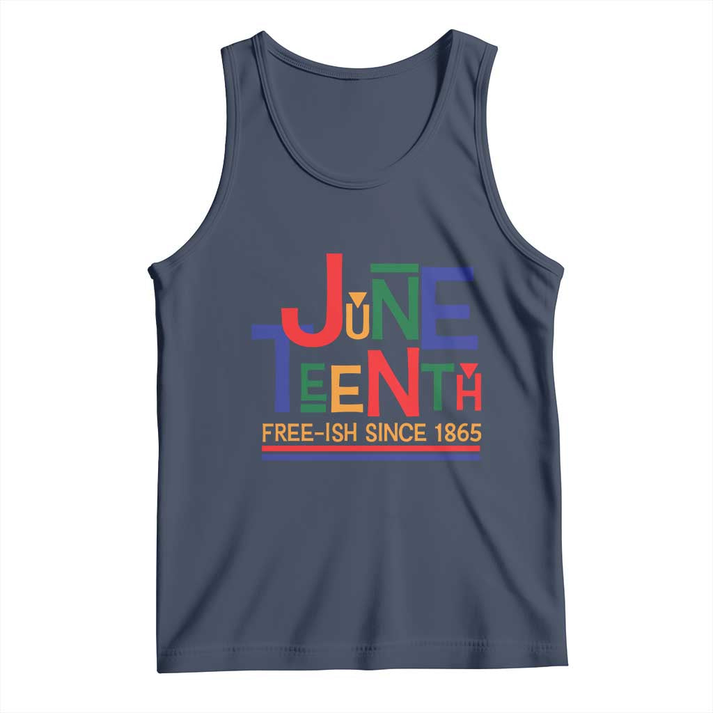 Free Ish Tank Top Juneteenth Celebration Since 1865 Retro TS01 Navy Print Your Wear