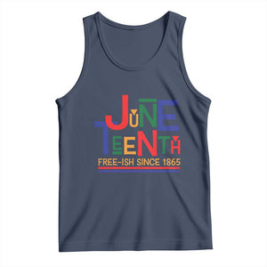 Free Ish Tank Top Juneteenth Celebration Since 1865 Retro TS01 Navy Print Your Wear