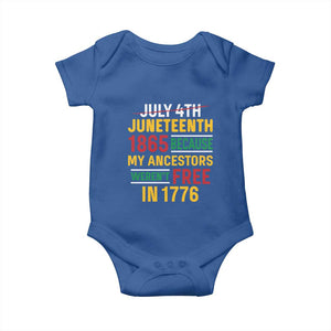 Juneteenth 1865 Baby Onesie Not July 4th Because My Ancestors Weren't Free in 1776 TS01 Royal Blue Print Your Wear
