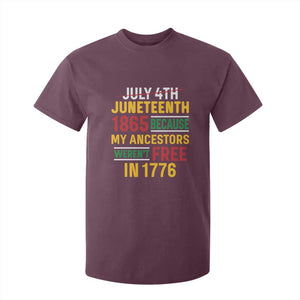 Juneteenth 1865 T Shirt For Kid Not July 4th Because My Ancestors Weren't Free in 1776 TS01 Maroon Print Your Wear