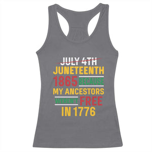 Juneteenth 1865 Racerback Tank Top Not July 4th Because My Ancestors Weren't Free in 1776 TS01 Charcoal Print Your Wear