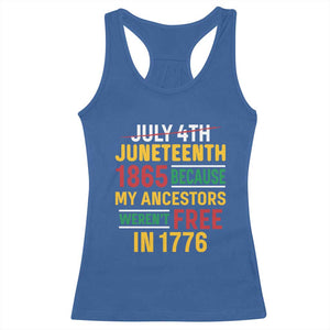 Juneteenth 1865 Racerback Tank Top Not July 4th Because My Ancestors Weren't Free in 1776 TS01 Royal Blue Print Your Wear