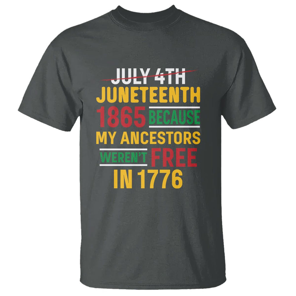July 4th Juneteenth T Shirt July 4th Juneteenth - My Ancestors Weren't Free TS01 Dark Heather Printyourwear