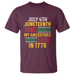 July 4th Juneteenth T Shirt July 4th Juneteenth - My Ancestors Weren't Free TS01 Maroon Printyourwear