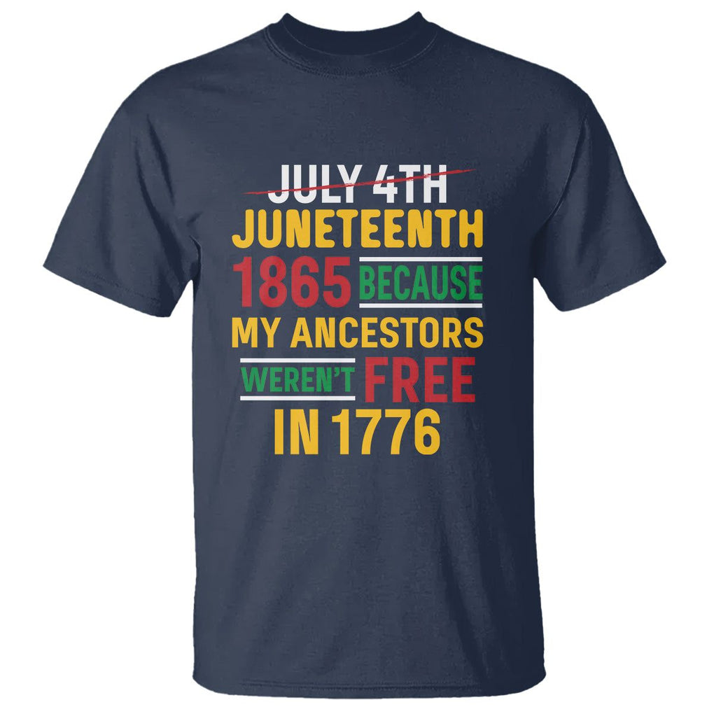 July 4th Juneteenth T Shirt July 4th Juneteenth - My Ancestors Weren't Free TS01 Navy Printyourwear