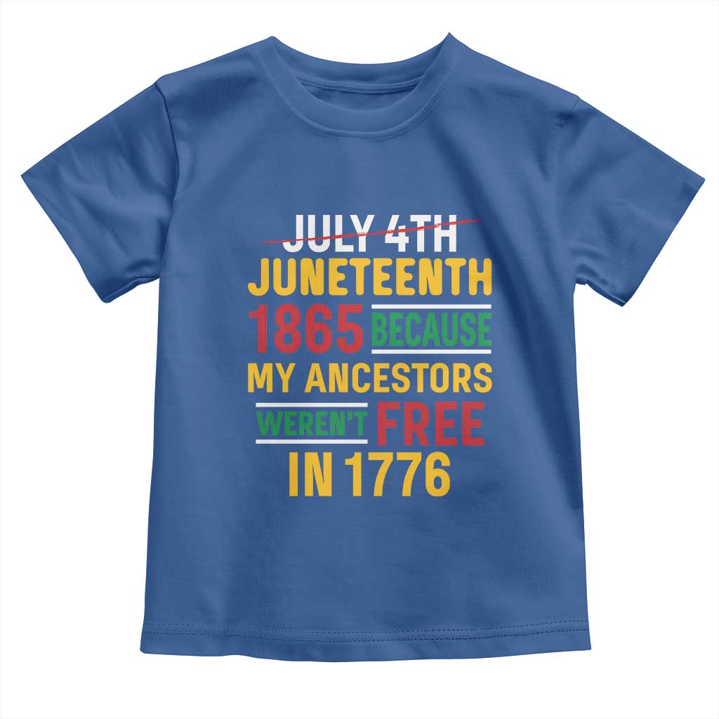 Juneteenth 1865 Toddler T Shirt Not July 4th Because My Ancestors Weren't Free in 1776 TS01 Royal Blue Print Your Wear