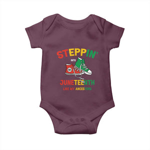Stepping into Juneteenth 1865 Baby Onesie Like My Ancestors Sneakers TS01 Maroon Print Your Wear